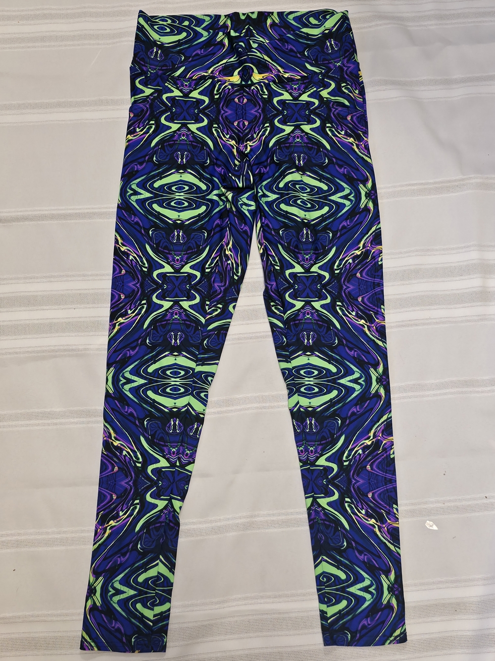 Purple & Green Printed Coquetry Leggings